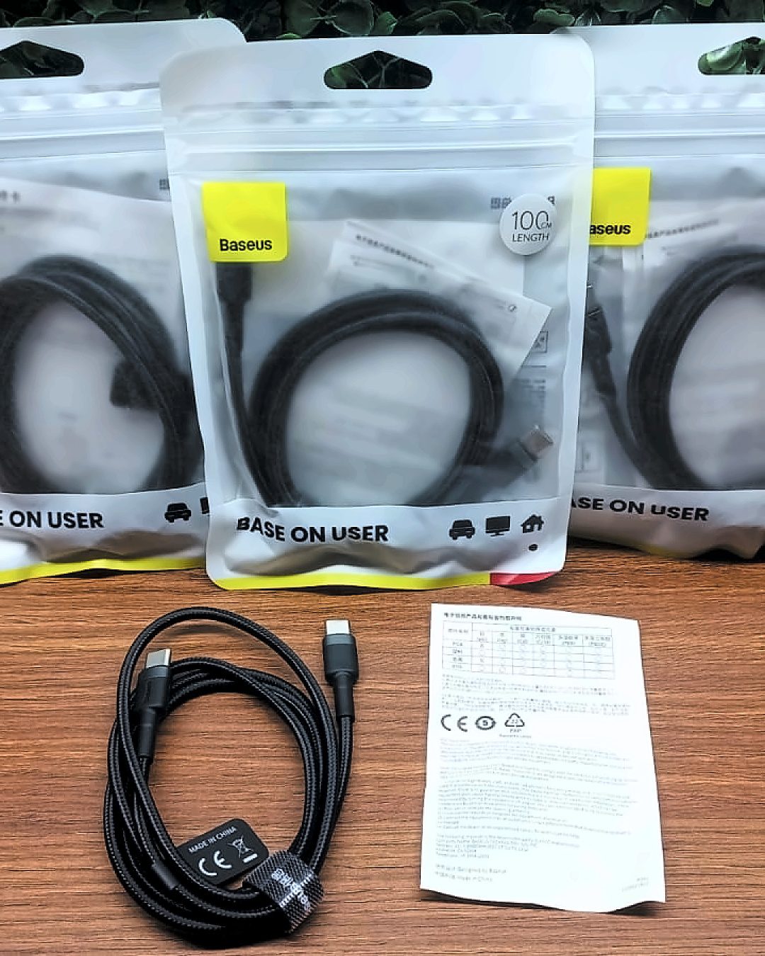 Cabo USB-C para USB-C Baseus 1m Trançado — foto 1